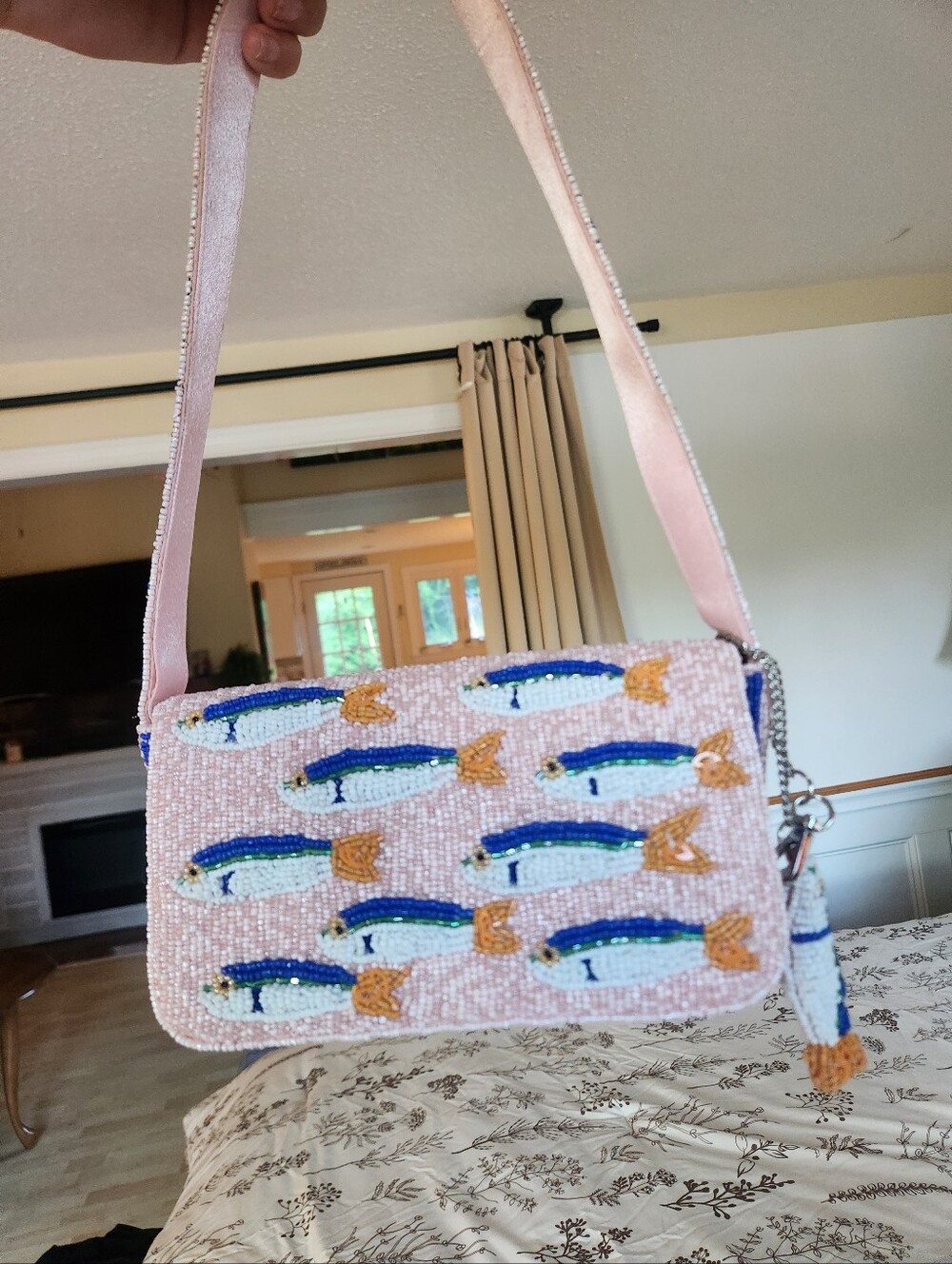 Viral Pink Salmon Beaded Bag!!